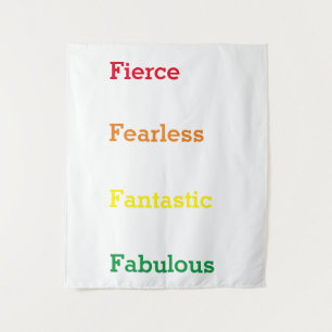Fierce Fearless Fantastic Fabulous Quote Tapestry
