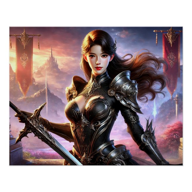 Fierce Female Warrior Battle Posters Epic Strength (Front)