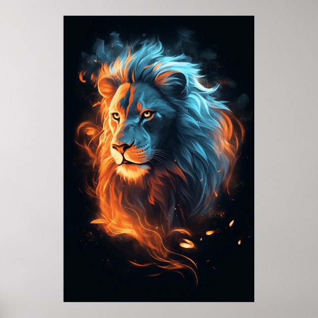 Fierce Fiery Lion Poster (Front)