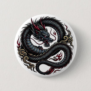 Fierce Fire Dragon Round Button 🐉🔥 FantasyButton