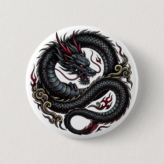 Fierce Fire Dragon Round Button 🐉🔥 FantasyButton