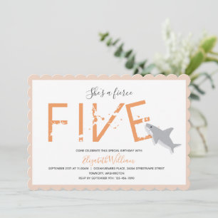 Fierce Five Orange Shark Animal 5th Invitation