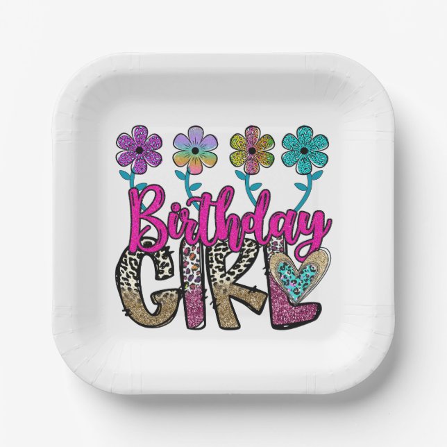 Fierce & Floral Birthday Bash Paper Plate (Front)