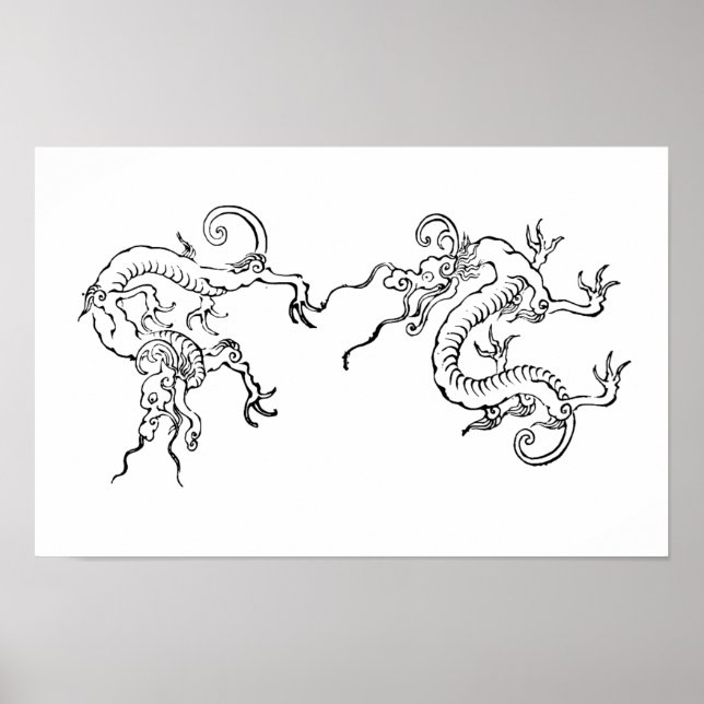  Fierce & Flowing – Japanese Dragon Art Poster (Front)