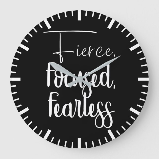 Fierce, Focused, Fearless - Hustle, Gym, Success Large Clock (Front)