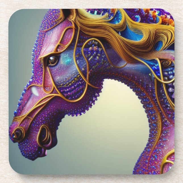 Fierce Fractural Gems Horse Head   Coaster (Front)