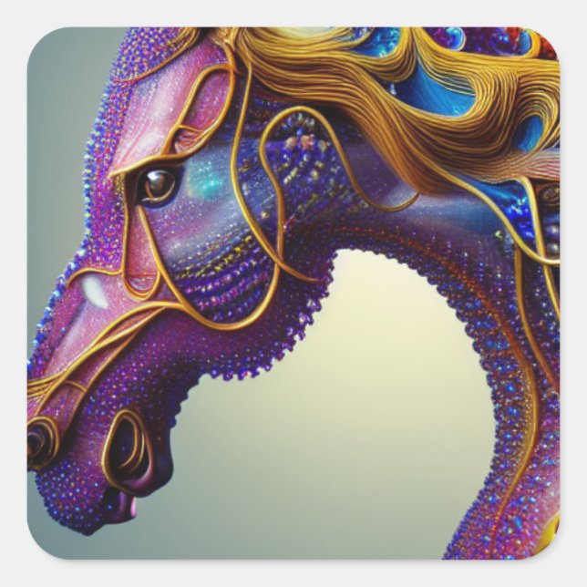 Fierce Fractural Gems Horse Head   Square Sticker (Front)