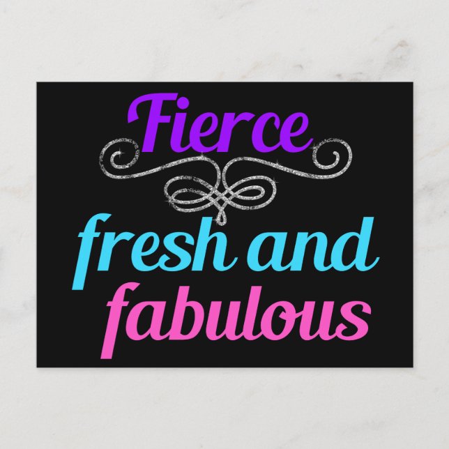 Fierce Fresh Fabulous Fun Confident Diva Quote Postcard (Front)