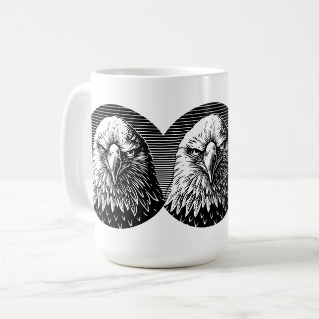 Fierce Fury: The Powerful Gaze of an Eagle Coffee Mug (Front Left)