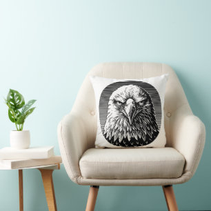 Fierce Fury: The Powerful Gaze of an Eagle Cushion
