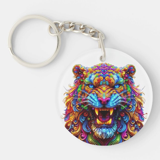 Fierce Glowing Tiger Key Ring (Front)