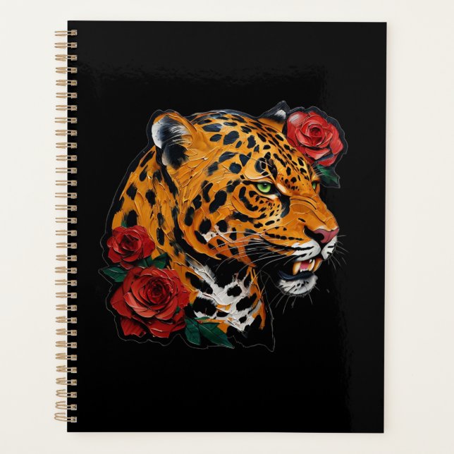 Fierce Grace: Tiger & Roses Notebook Planner (Front)