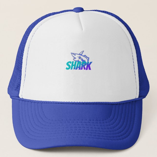 Fierce Gradient Shark Logo | Bold Ocean Trucker Hat (Front)