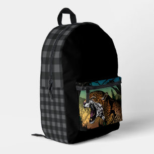Fierce Growling Jaguar Jungle Printed Backpack
