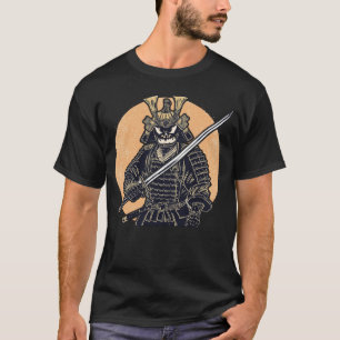 Fierce Halloween Pumpkin Samurai Warrior Design T-Shirt
