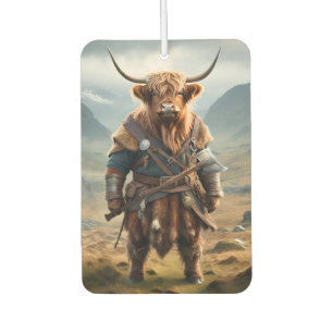 Fierce Highland Warrior: The Courageous Cow Viking Car Air Freshener