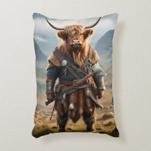 Fierce Highland Warrior: The Courageous Cow Viking Decorative Cushion
