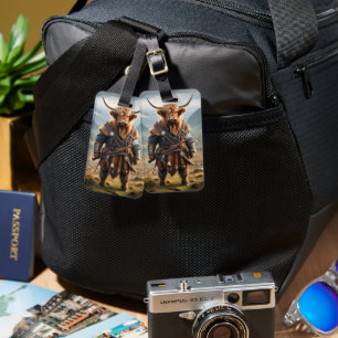 Fierce Highland Warrior: The Courageous Cow Viking Luggage Tag