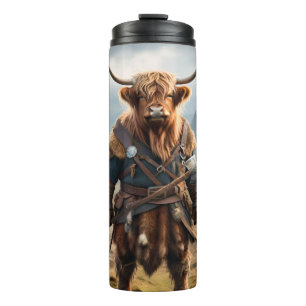 Fierce Highland Warrior: The Courageous Cow Viking Thermal Tumbler