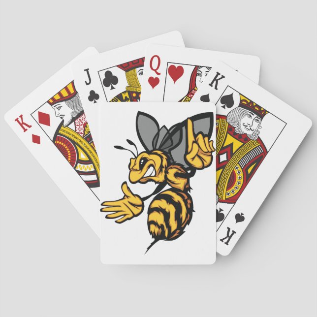 Fierce Hornet Mascot Angry Yellow Playing Cards (Back)