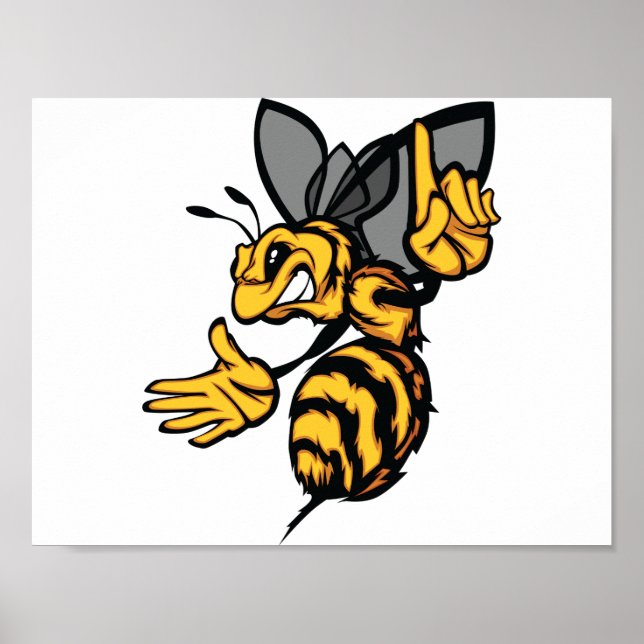 Fierce Hornet Mascot Angry Yellow Poster (Front)