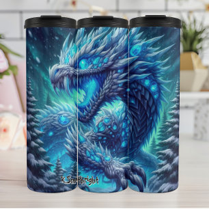 Fierce Ice Dragon in Forest Thermal Tumbler