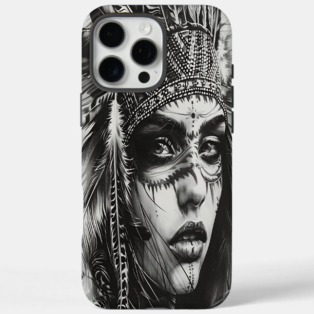 Fierce Indian girl warrior in tradition Case-Mate iPhone Case (Back)