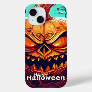 Fierce Jack-o-Lantern Bat Halloween Art iPhone 15 Case
