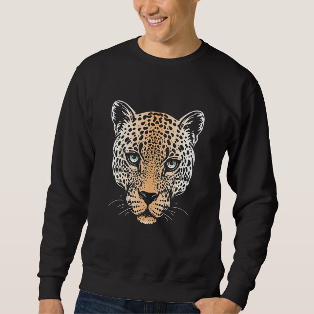 Fierce Jaguar Head Panther Wildlife Animal Art Sweatshirt (Front)