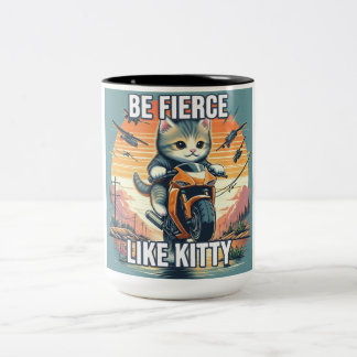 Fierce Kitty Mug Cat driving motorcycle