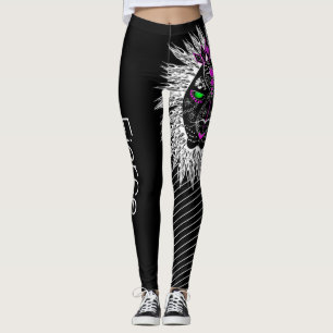 Fierce Leo the Lion Leggins' isolated on Black Leggings