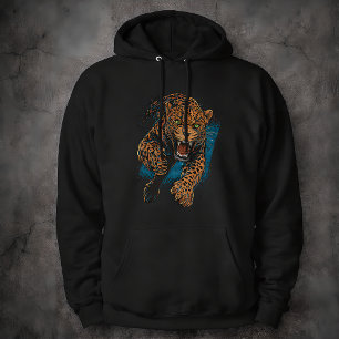 Fierce Leopard Big Cat Wildlife Art Animal Hoodie