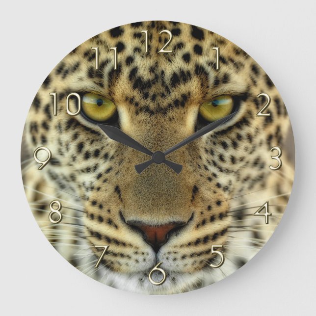 Fierce Leopard Large Clock (Front)