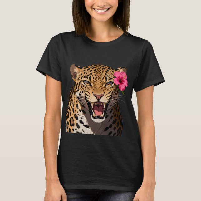 Fierce Leopard Pink Flower Shirt (Front)