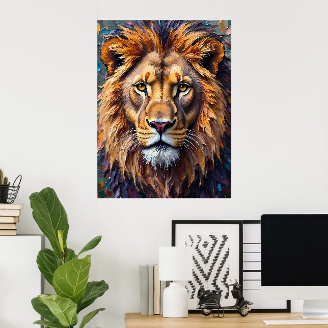 Fierce Lion Close-up Poster (Home Office)