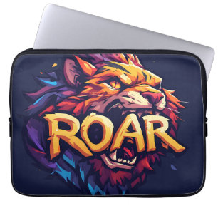 Fierce Lion Roar Motivational Colourful Wildlife A Laptop Sleeve