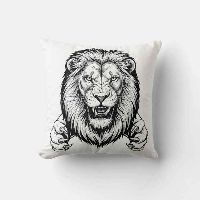 Fierce Lion with Claws Cushion (Front)