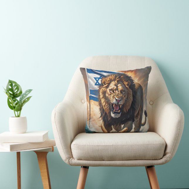 Fierce Lion With Israeli Flag Cushion (Chair)