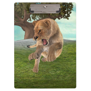 Fierce Lioness Jungle Adventure Art Clipboard