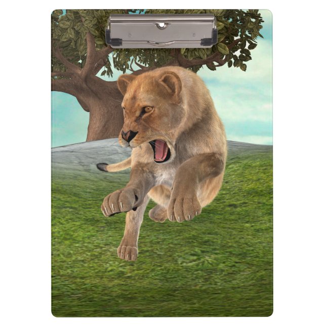 Fierce Lioness Jungle Adventure Art Clipboard (Front)