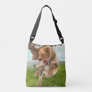 Fierce Lioness Jungle Adventure Art Crossbody Bag