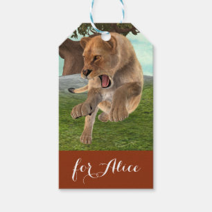 Fierce Lioness Jungle Adventure Art Gift Tags