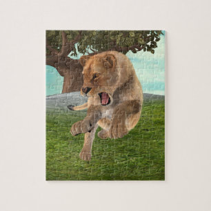 Fierce Lioness Jungle Adventure Art Jigsaw Puzzle