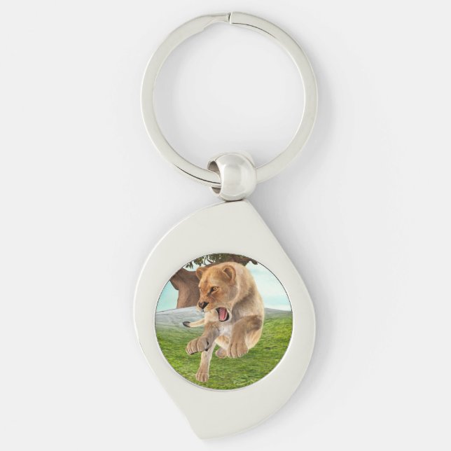 Fierce Lioness Jungle Adventure Art Key Ring (Front)