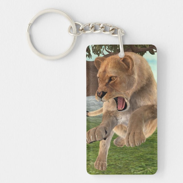 Fierce Lioness Jungle Adventure Art Key Ring (Front)