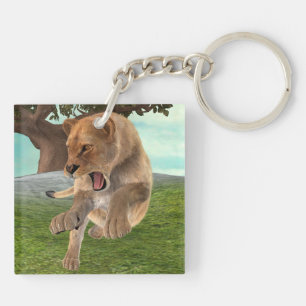 Fierce Lioness Jungle Adventure Art Key Ring