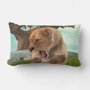 Fierce Lioness Jungle Adventure Art Lumbar Cushion