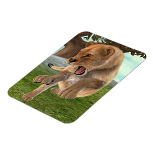 Fierce Lioness Jungle Adventure Art Magnet