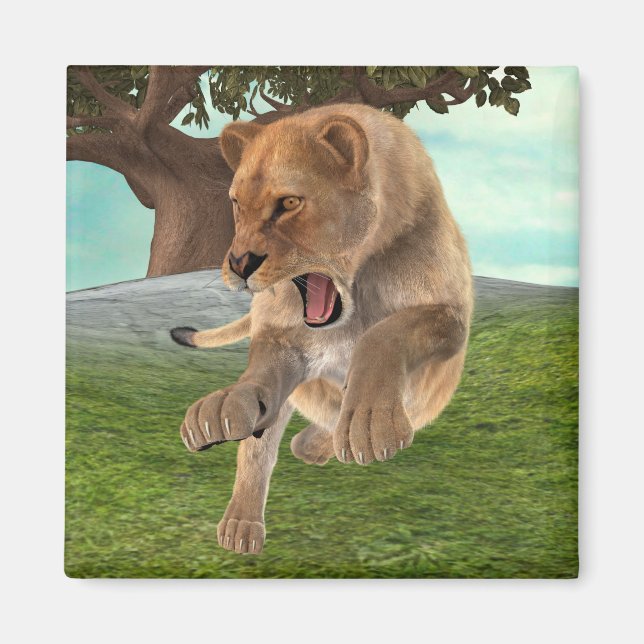 Fierce Lioness Jungle Adventure Art Magnet (Front)