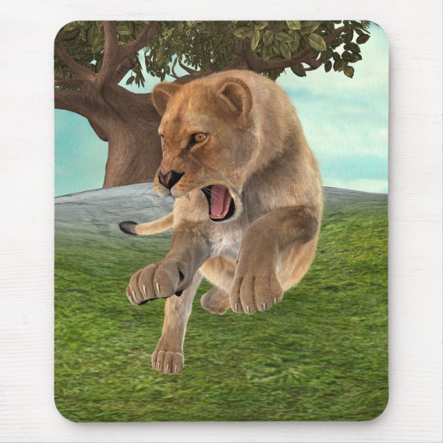 Fierce Lioness Jungle Adventure Art Mouse Pad (Front)